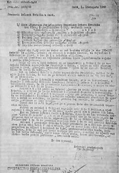 Faksimil izvještaja ustaške Kotarske oblasti o dolasku četnika u Omiš