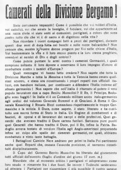 Nijemci su 19. rujna nad Splitom bacali iz aviona letak namijenjen talijanskim vojnicima koji su se priključivali partizanima