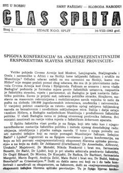 Prvi brojevi Glasa Splita (»Svi u borbu«)
